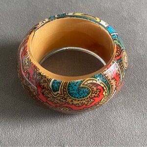 Vintage Acrylic Paisley Pattern Chunky Bangle Bracelet
